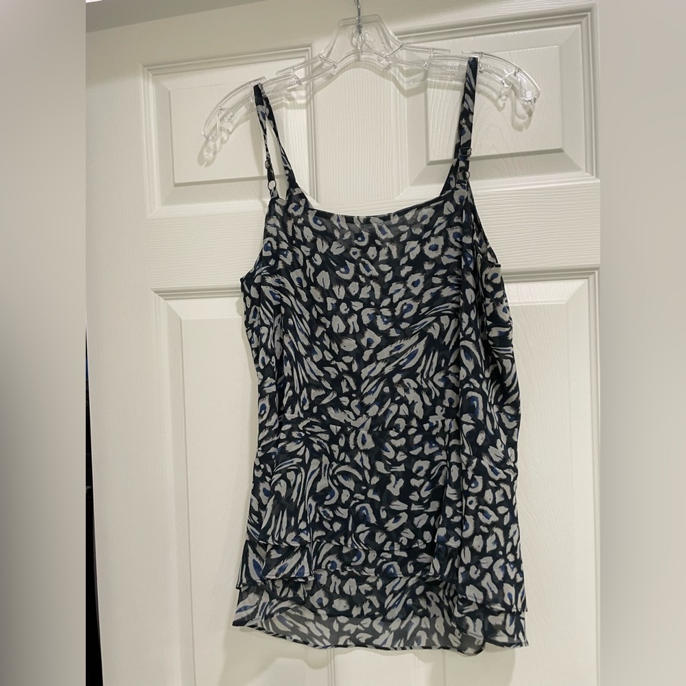 CAbi Blue and White Animal Print Camisole